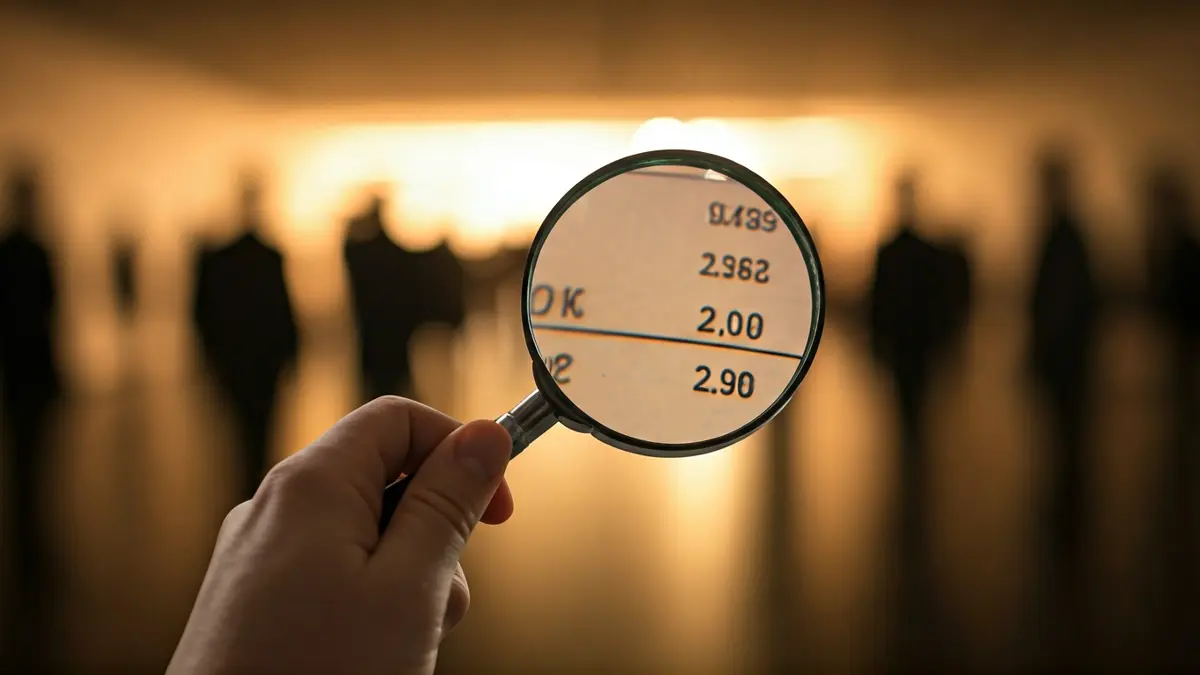 Generic image of a hand with a magnifying glass over a document, symbolizing transparency.