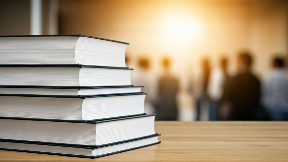 Imagen genérica de libros de texto apilados en un escritorio, simbolizando la formación profesional.