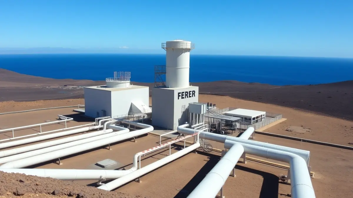 Image of a desalination plant in an arid Canary Islands environment.
