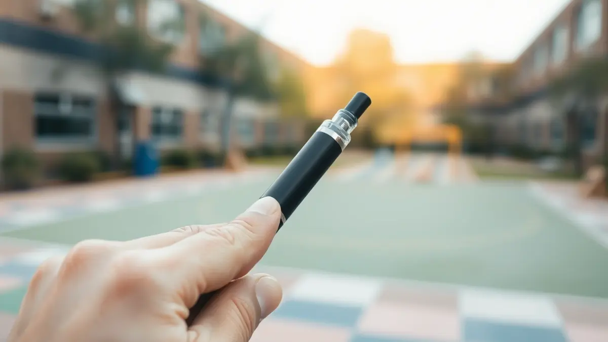 Generic image of an electronic cigarette in a young person's hand.