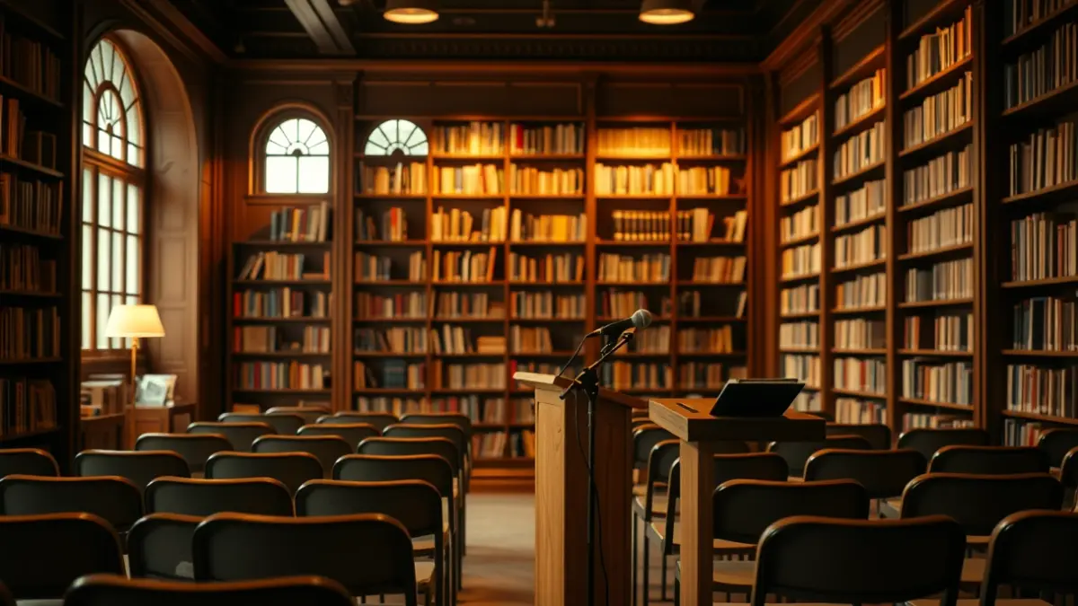 Generic image of an auditorium or conference room set up for an educational event.