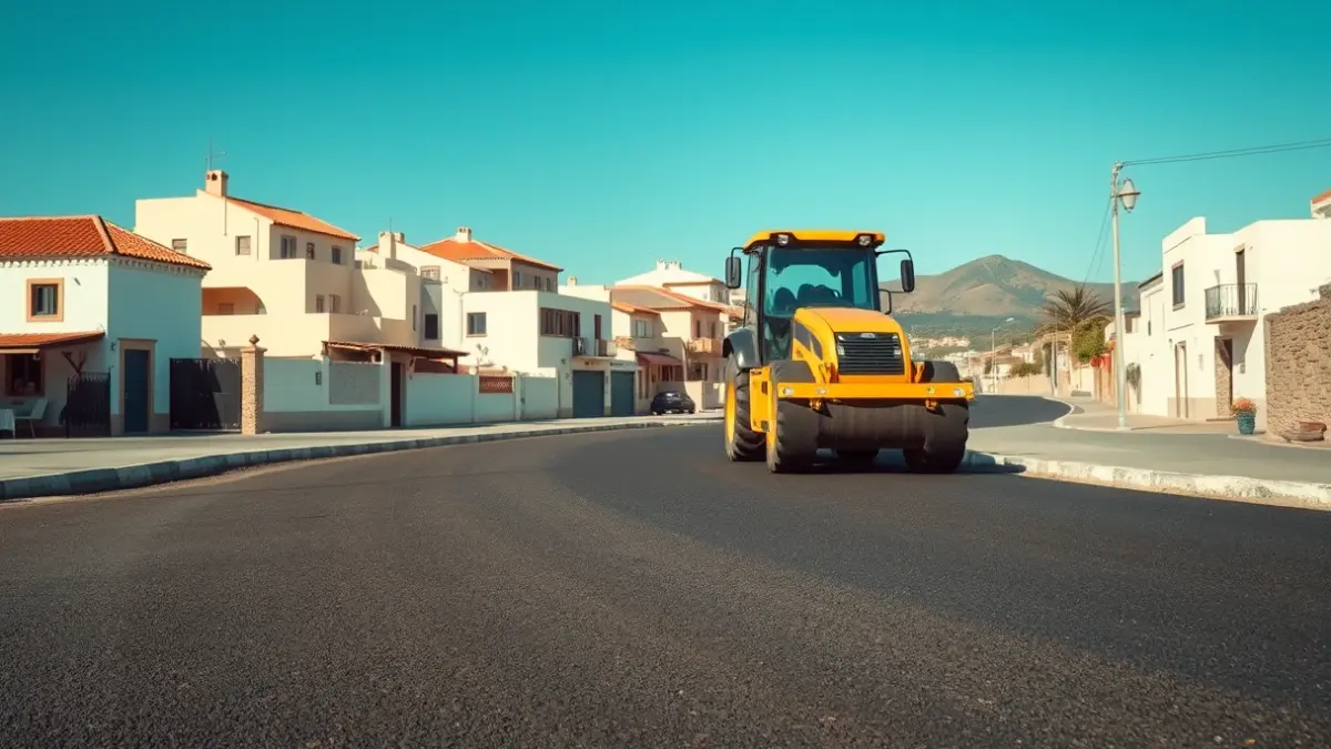 Generic image of a street undergoing asphalt works in an urban setting.