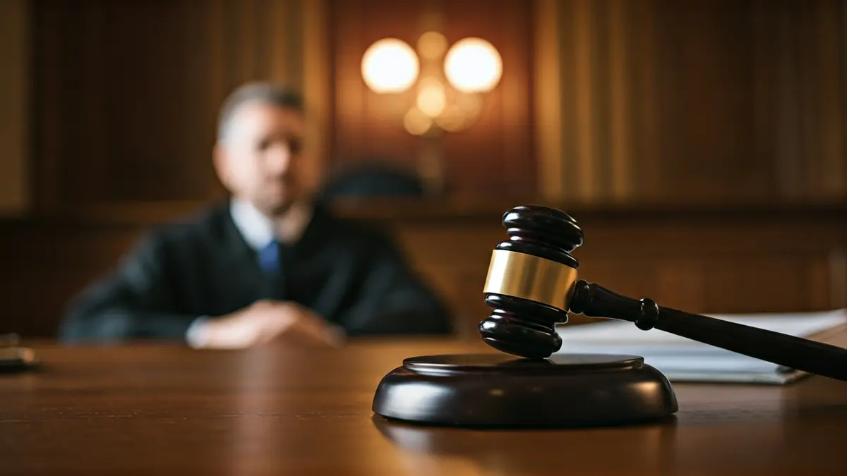 Imagen genérica de un mazo de juez sobre una mesa de madera en un juzgado.