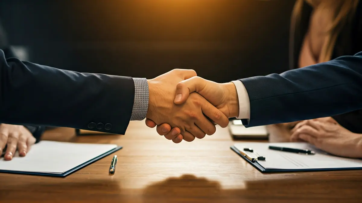 Imagen genérica de una negociación o acuerdo entre dos partes.