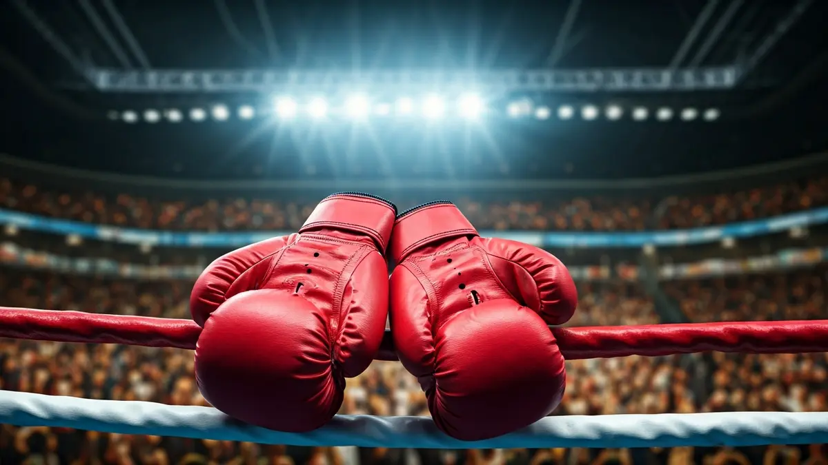Imagen genérica de unos guantes de boxeo rojos en un ring.