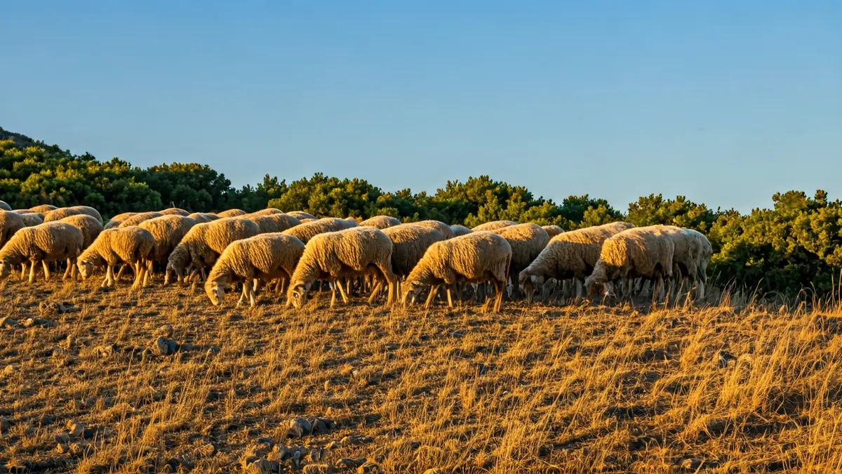 Imagen genérica de ovejas pastando en una ladera, simbolizando la prevención de incendios.
