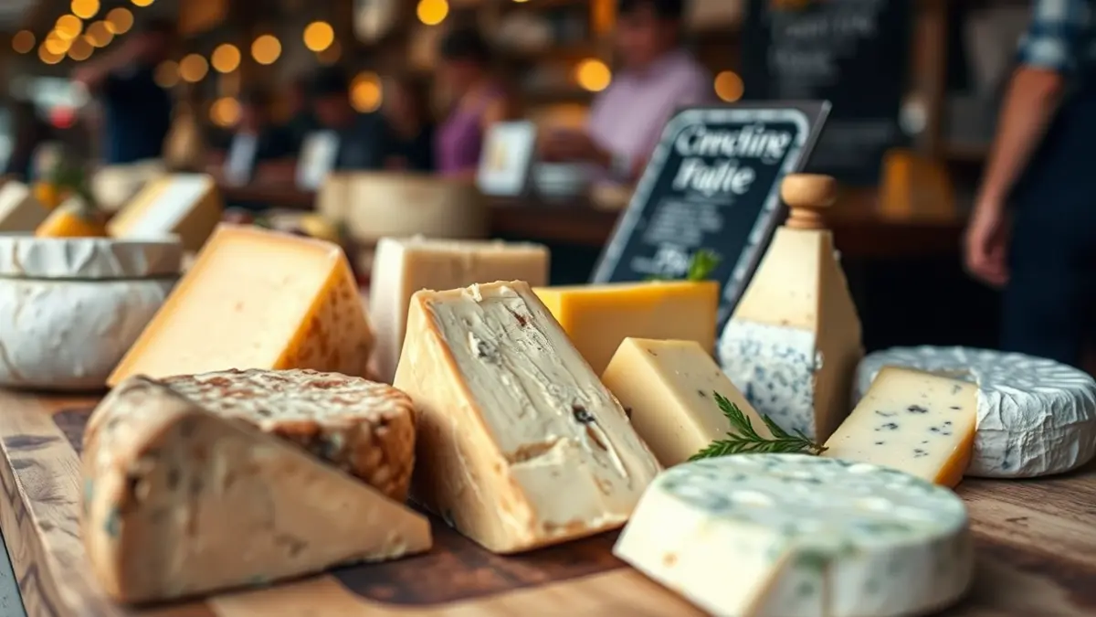 Imagen genérica de quesos artesanales en una tabla de madera.