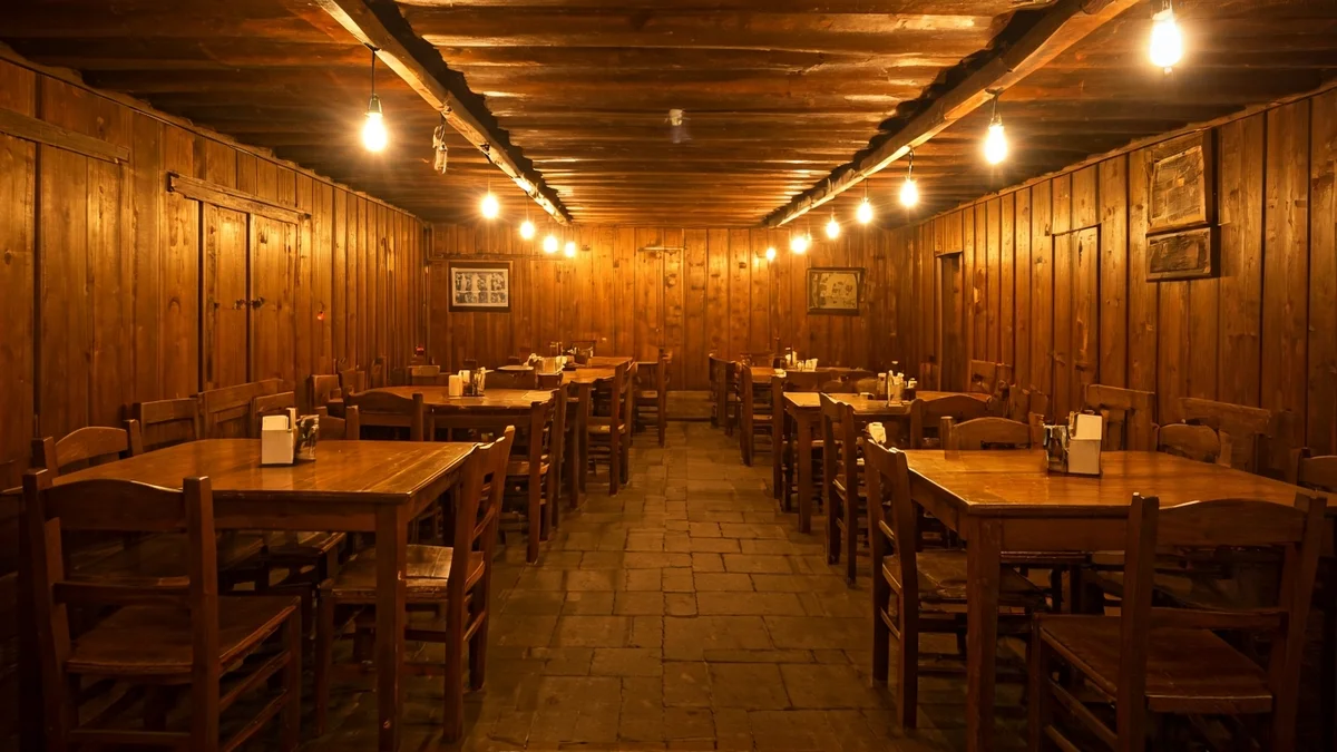 Generic image of a traditional Canarian guachinche with wooden tables and a rustic atmosphere.
