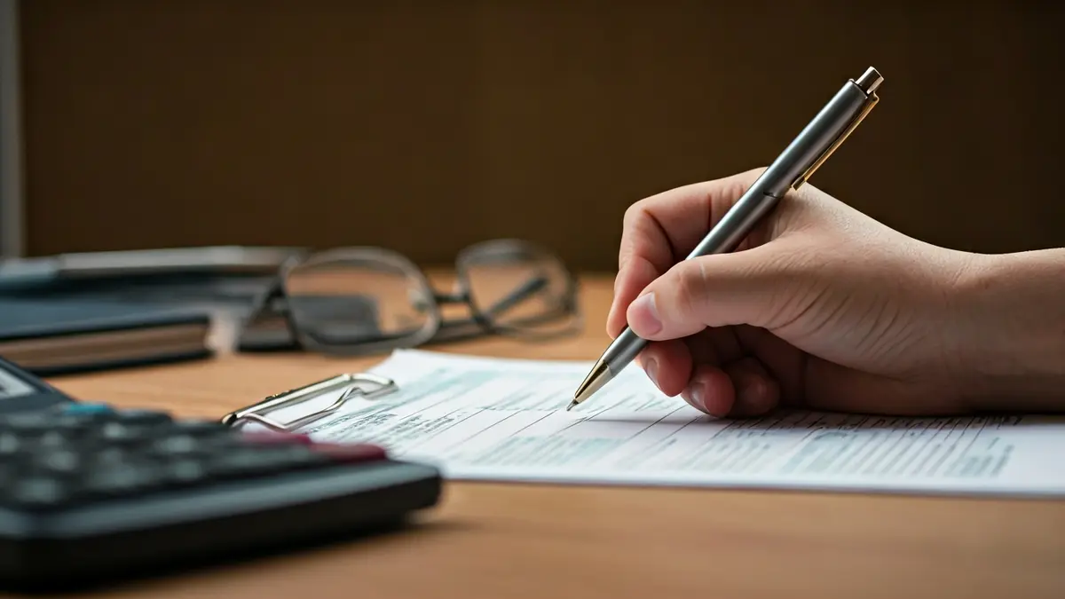 Imagen genérica de una persona rellenando un formulario de impuestos.
