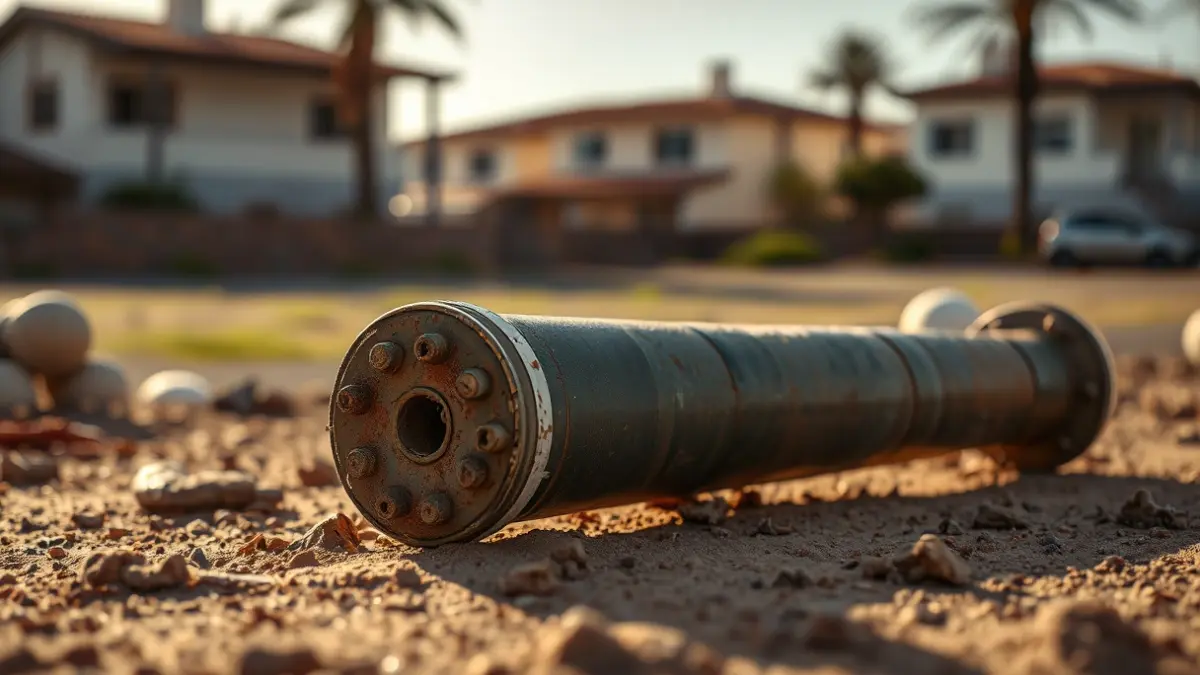 Imagen de dos proyectiles de mortero encontrados en una vivienda.