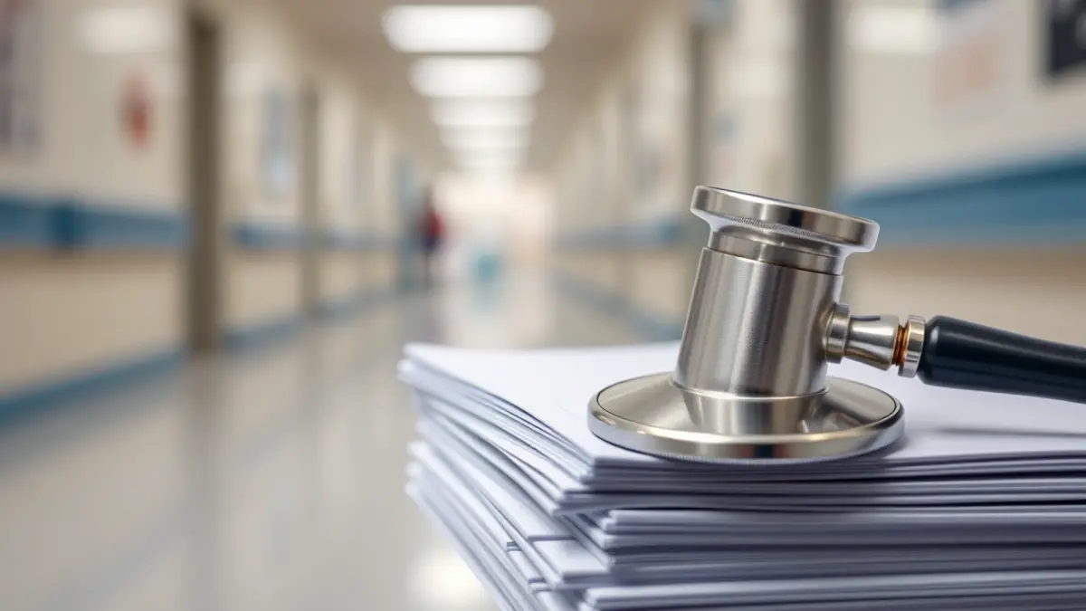 Generic image of a stethoscope on medical documents, symbolizing negotiation in the healthcare sector.