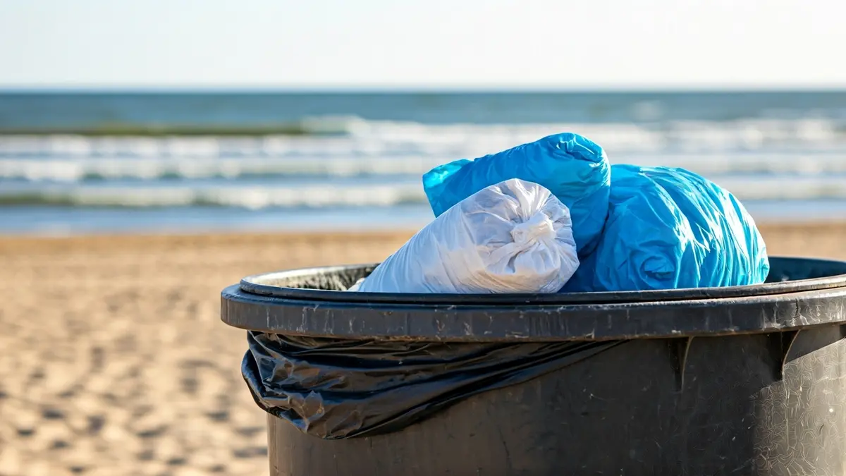 Paquetes de hachís incautados en una papelera de la costa de La Oliva.