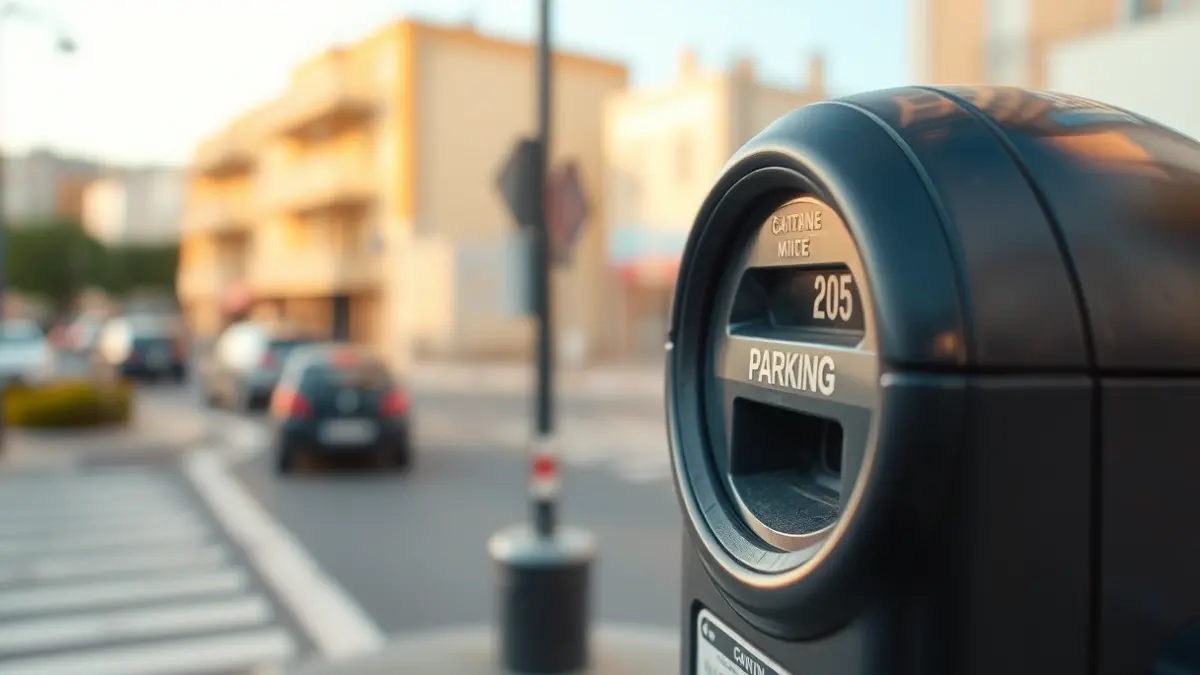 Generic image of a parking meter on a street in the Canary Islands.