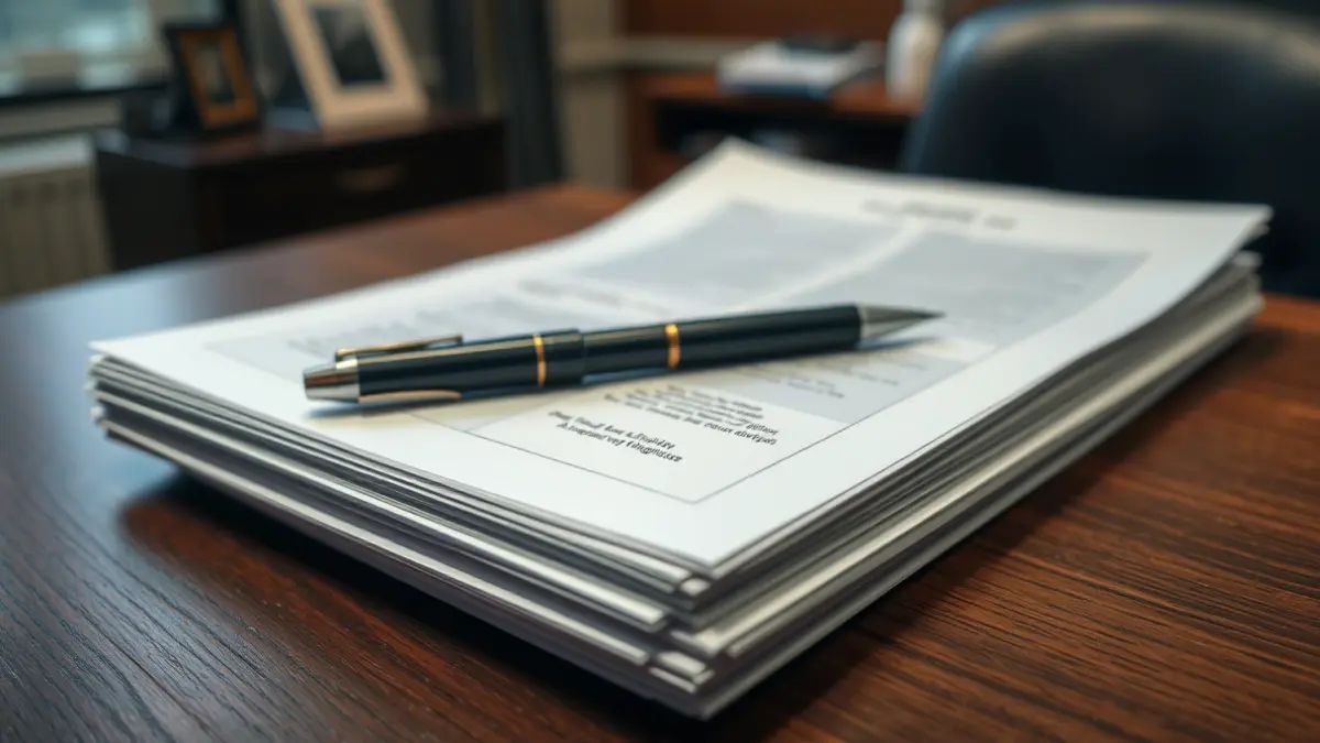 Official documents on a desk, symbolizing an investigation.
