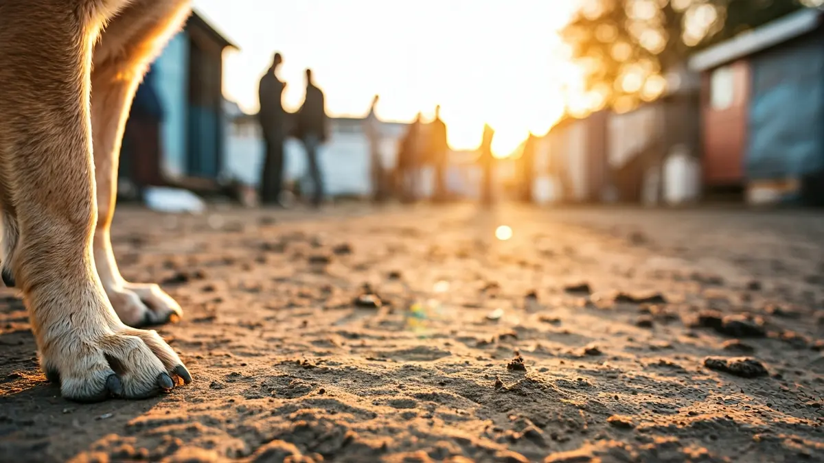 Image of a dog's paw on dirty ground, symbolizing animal cruelty.