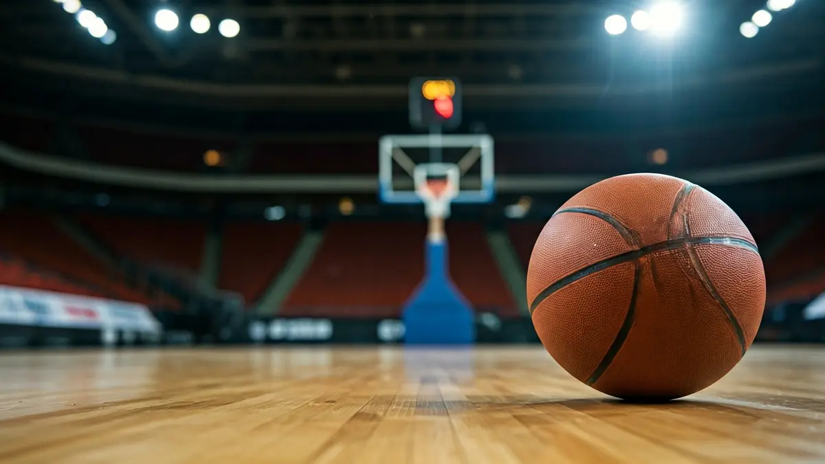 Generic image of a basketball on a court.