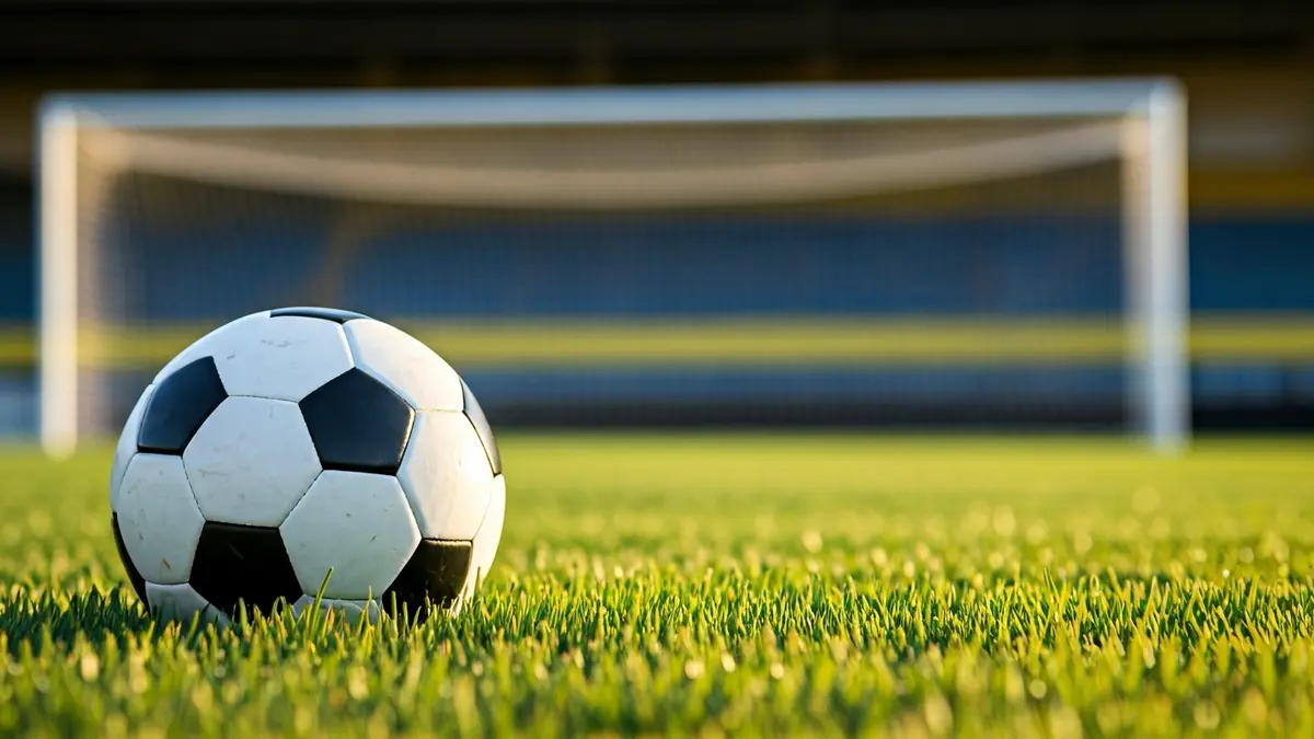 Generic image of a soccer ball on a stadium pitch.