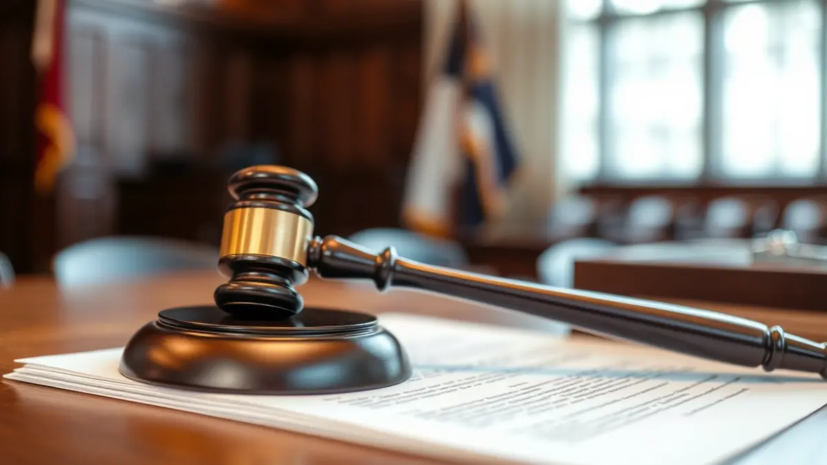 Imagen genérica de un mazo de juez sobre documentos legales, simbolizando una decisión judicial.