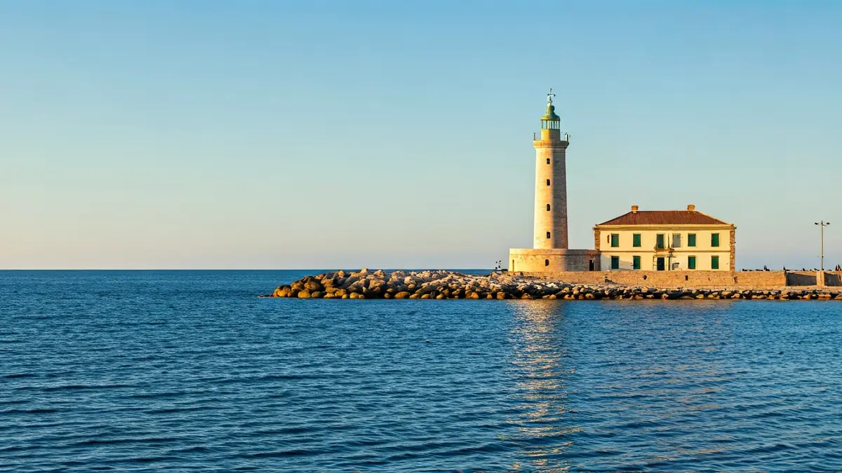 Maspalomas Lighthouse and its coastal surroundings.
