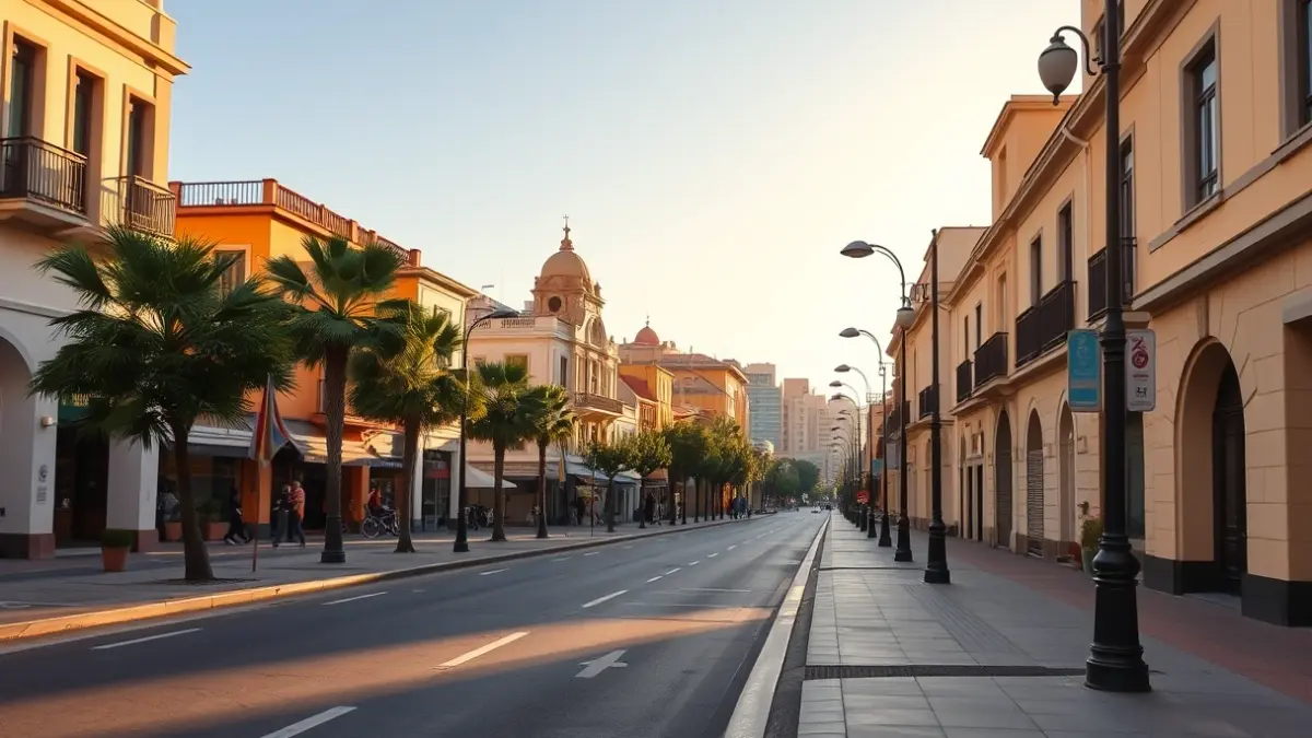 Imagen de una calle urbana renovada en Santa Cruz de Tenerife, con aceras amplias y nueva infraestructura.