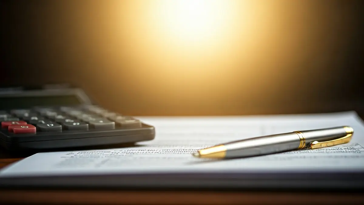 Generic image of a calculator and a pen on tax forms.