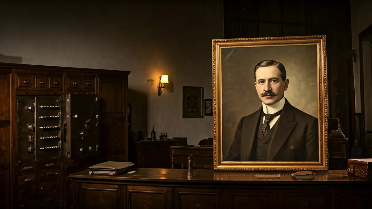 Vintage portrait of Sir Clifford John Cory in a historical office.