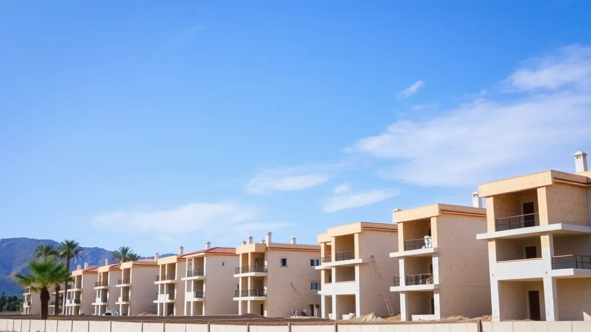 Generic image of a housing construction site in Canarias.
