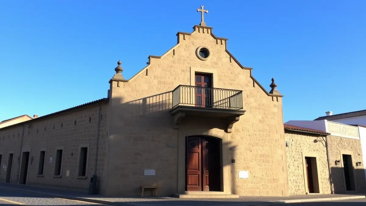 Facade of a traditional Canarian town hall with a balcony and iron railings.