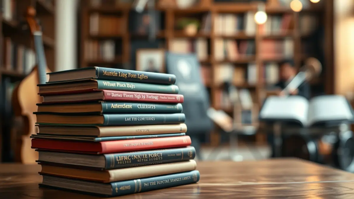 Imagen genérica de libros y elementos culturales, representando la unión de literatura y artes escénicas.