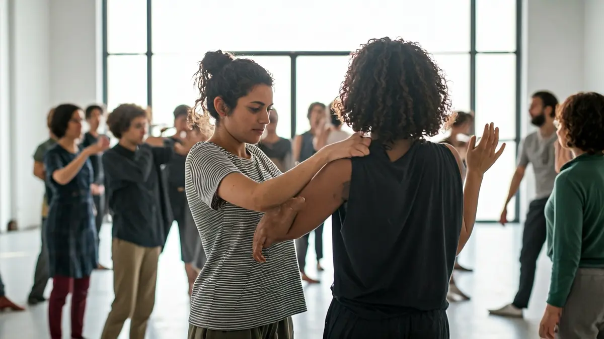 Imagen genérica de personas participando en una actividad de danza o movimiento en un espacio comunitario.