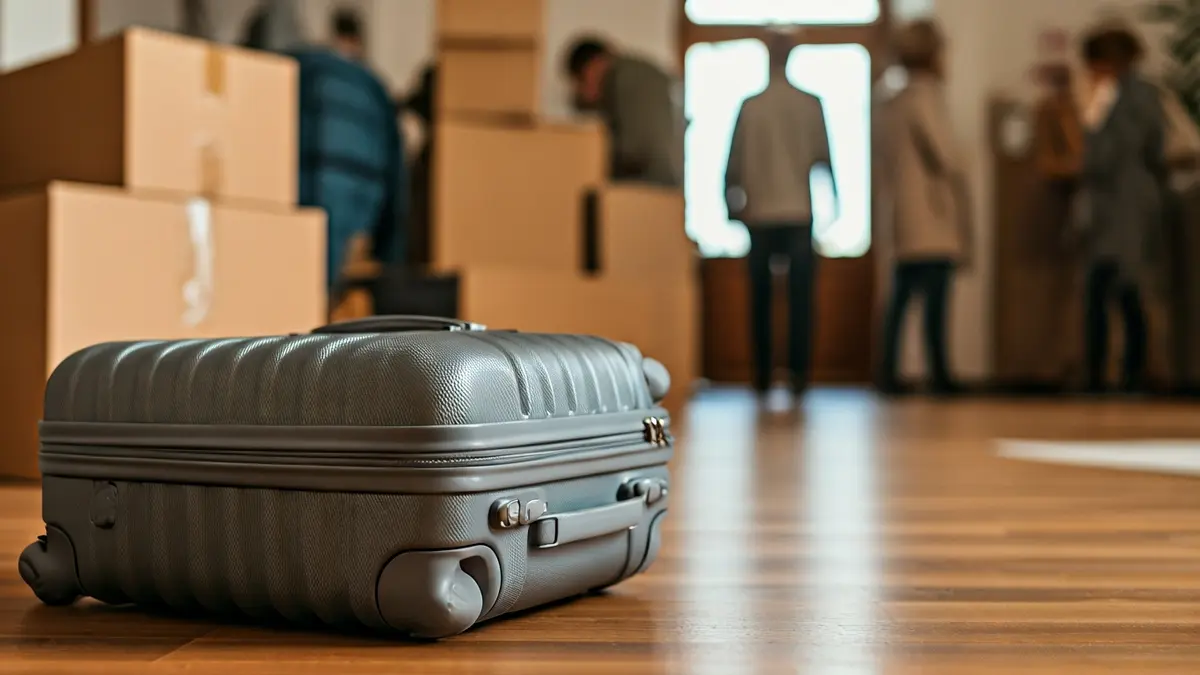 Imagen genérica de una maleta abierta y cajas de mudanza, simbolizando la inestabilidad residencial.