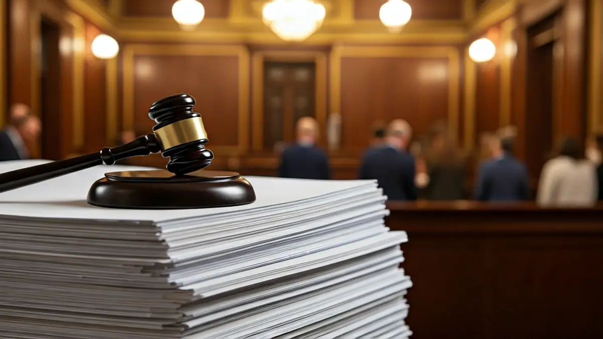 Imagen genérica de documentos legales y un mazo de juez, simbolizando decisiones judiciales.