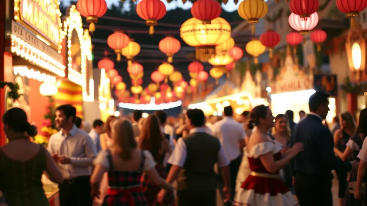 Generic image of an Andalusian fair with lanterns and festive atmosphere.