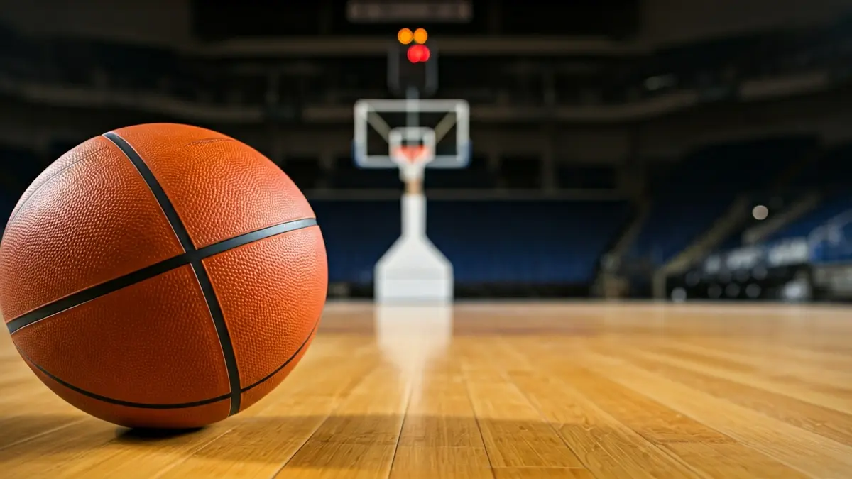 Generic image of a basketball on a court.
