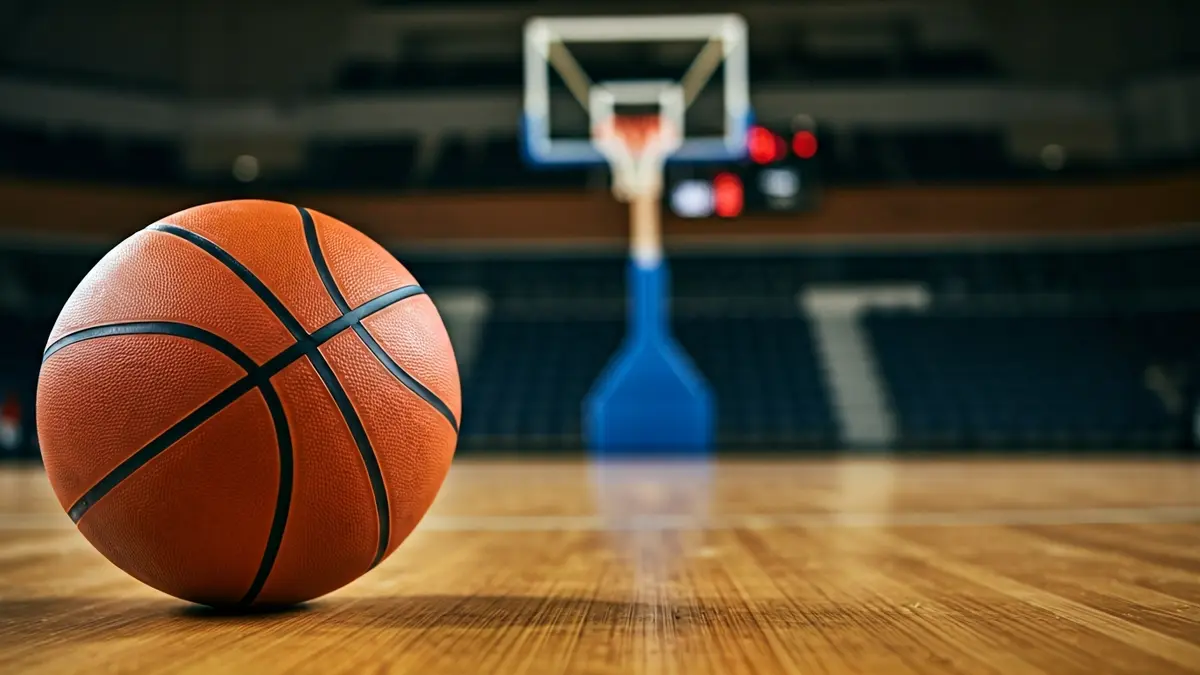 Generic image of a basketball on a court.