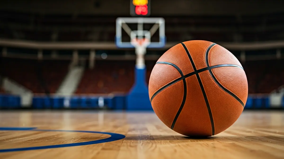 Generic image of a basketball on a court.