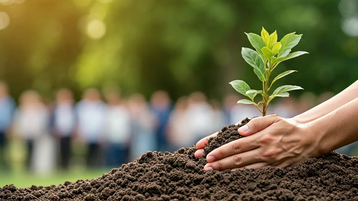 Generic image of hands planting a tree, symbolizing environmental volunteering.