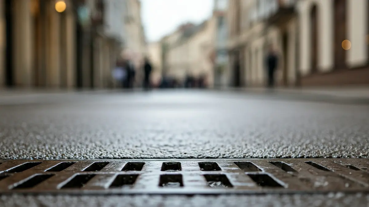 Imagen genérica de un imbornal recogiendo agua de lluvia en una calle.