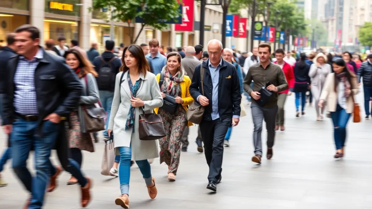 Generic image of people in motion in an urban setting, symbolizing social and migratory mobility.