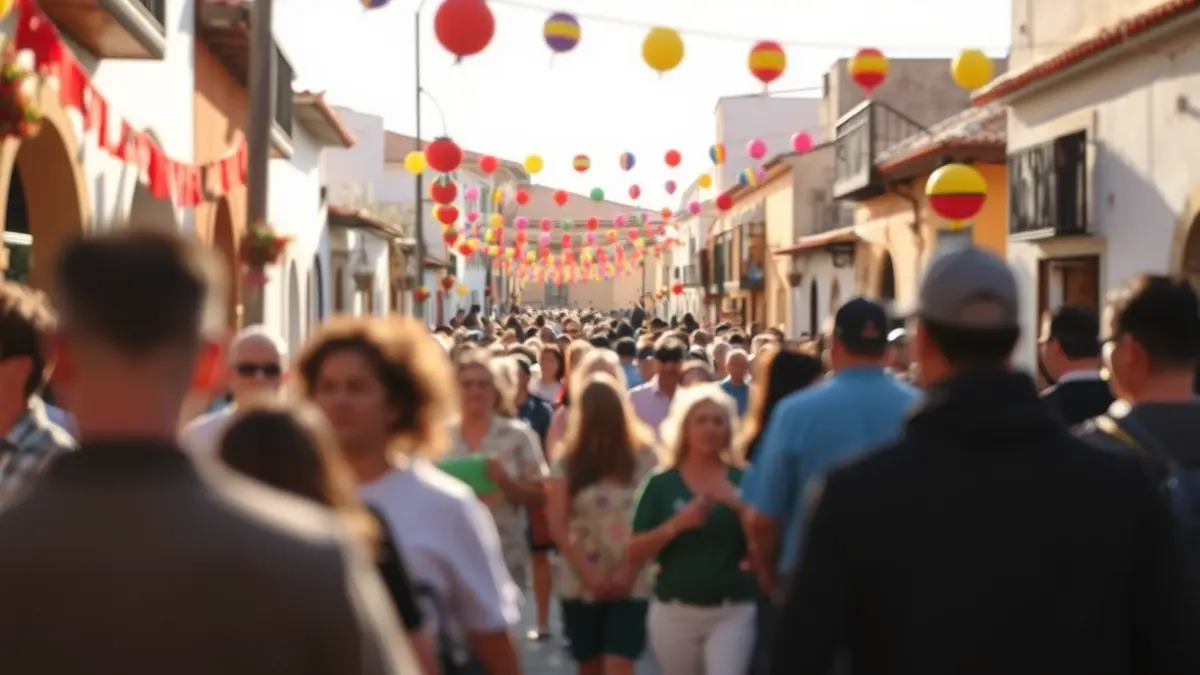 Generic image of a festive street in a Canarian town.