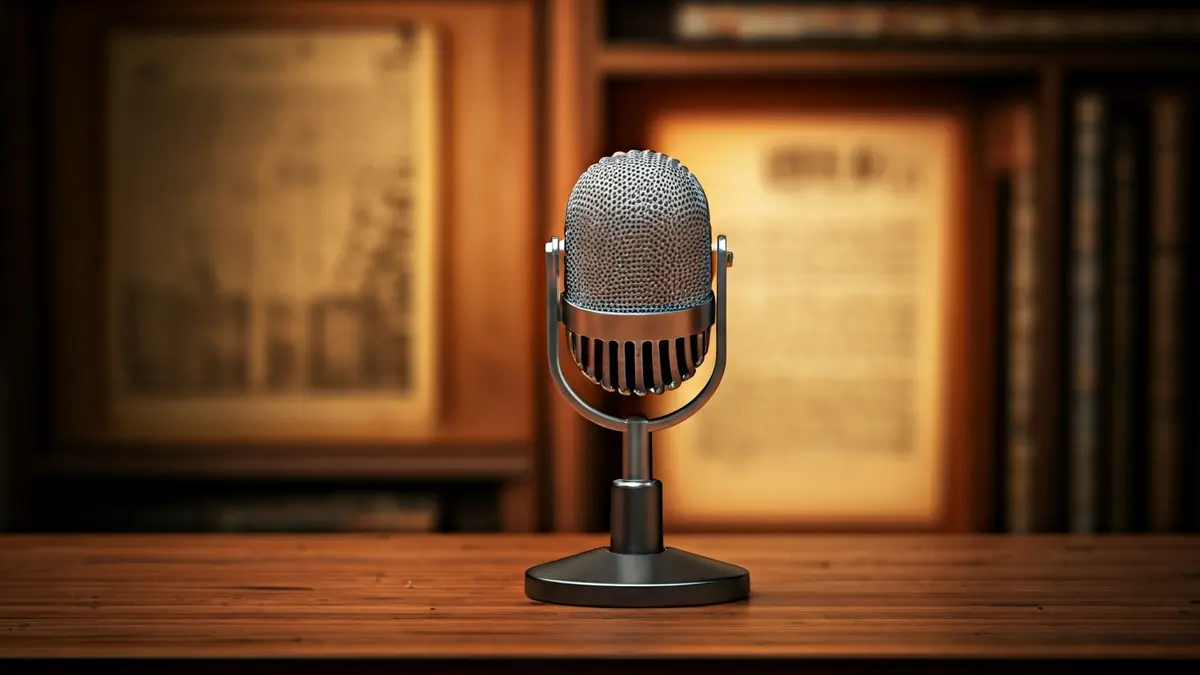 Generic image of a microphone on a podium, symbolizing a historical debate or conference.