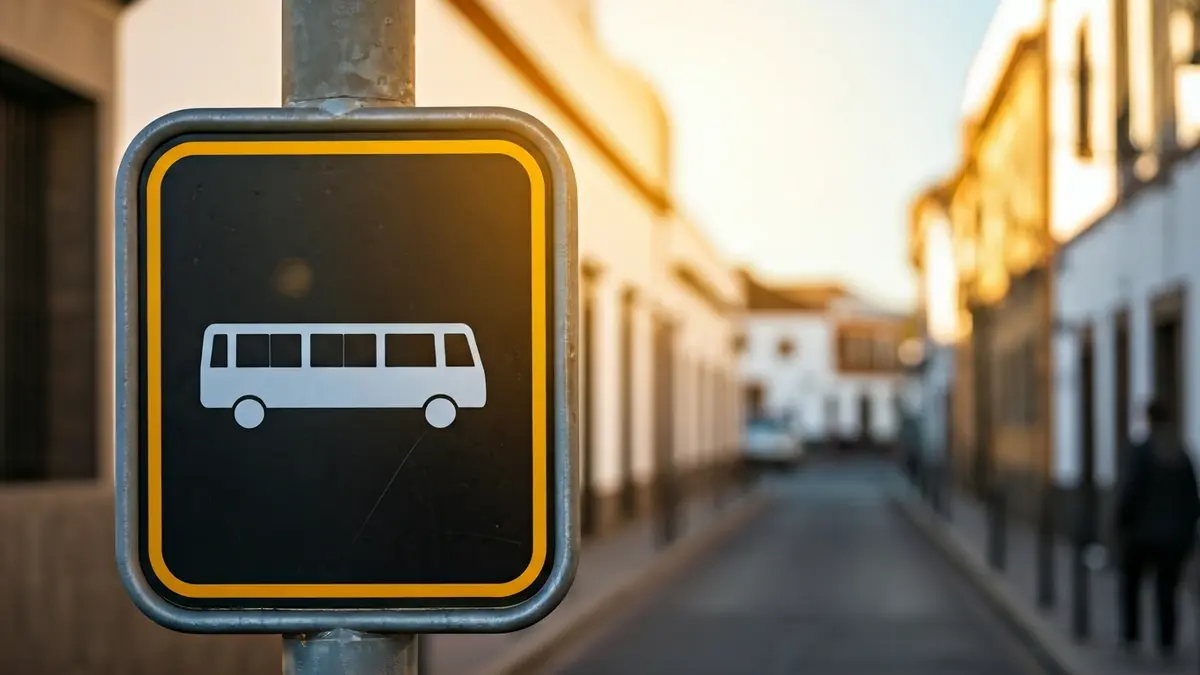 Generic image of a bus stop pictogram on a sign.
