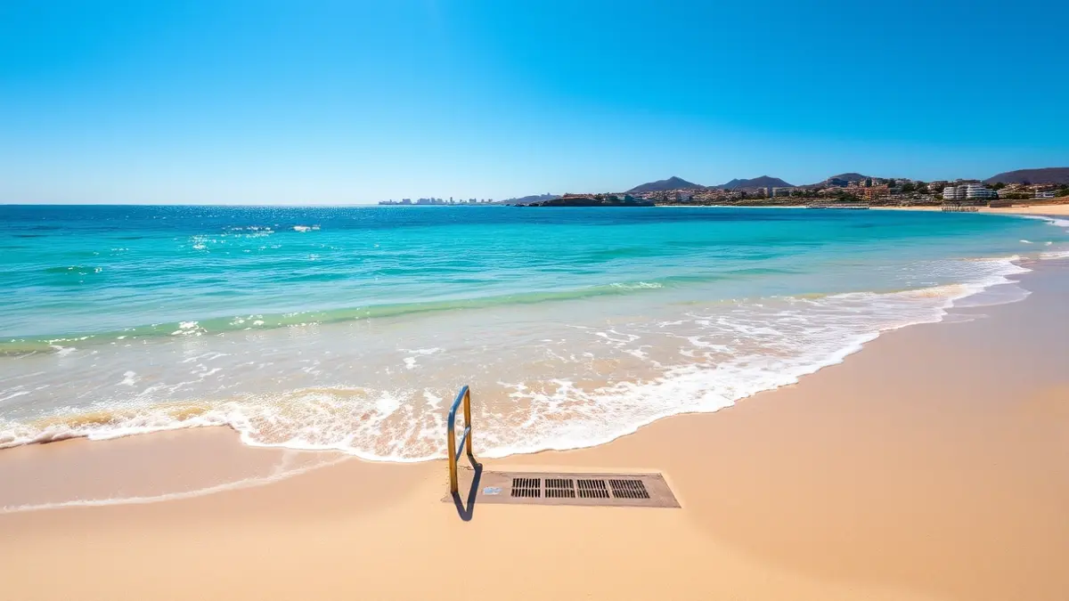 Imagen de la playa de Las Canteras, destacando su arena y aguas cristalinas.