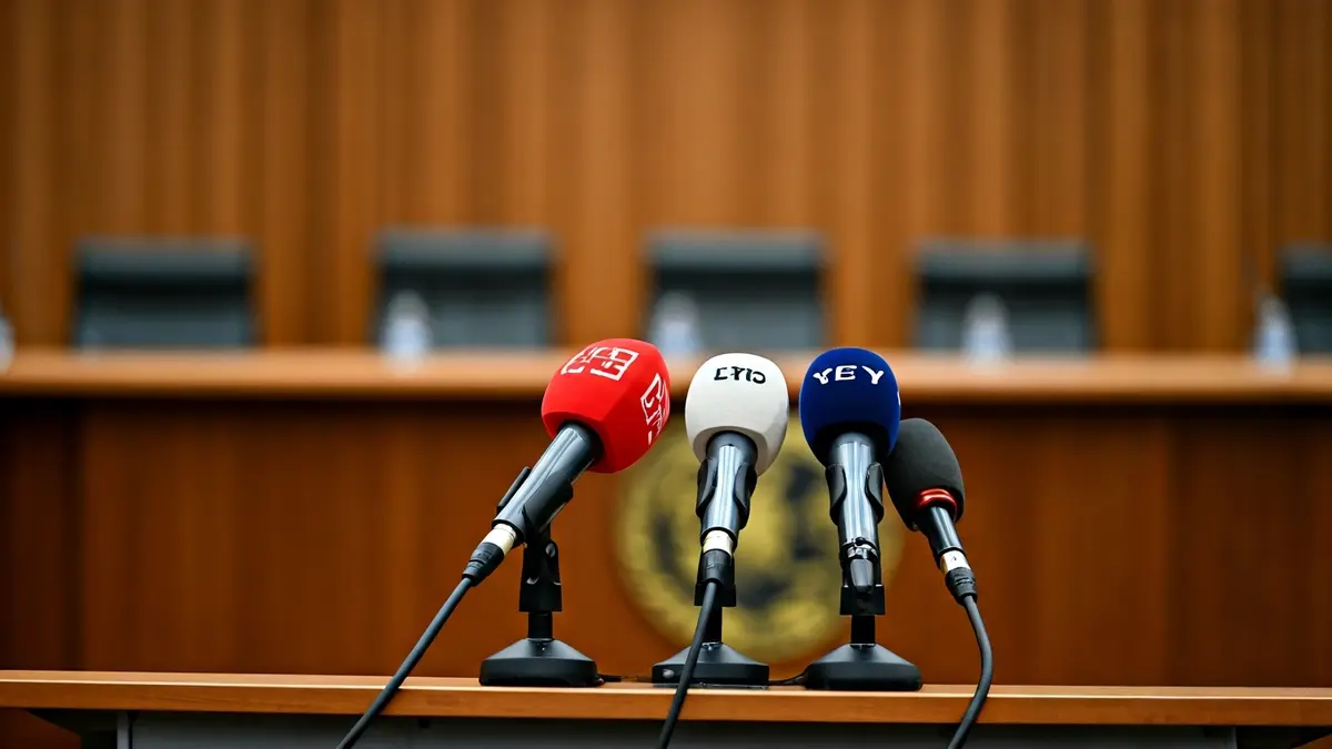 Generic image of microphones on a podium, symbolizing security coordination meetings.