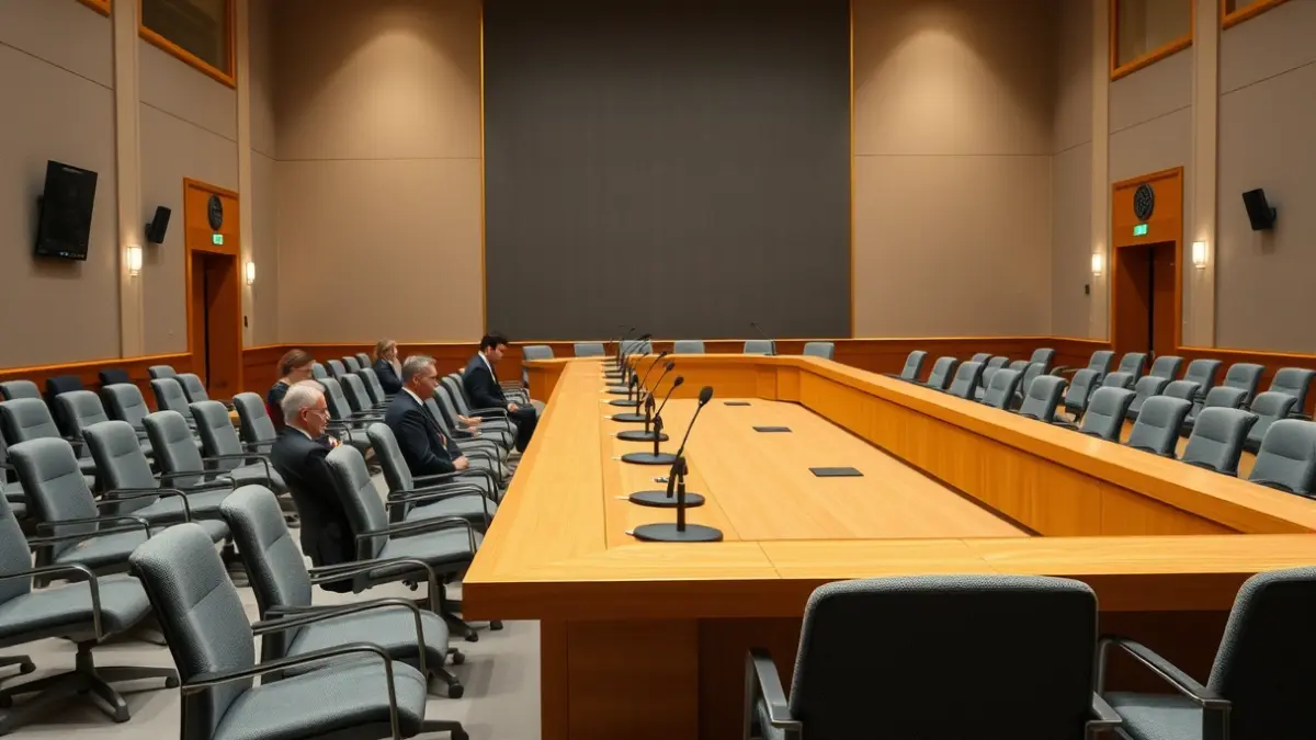 Generic image of a plenary hall or political meeting.