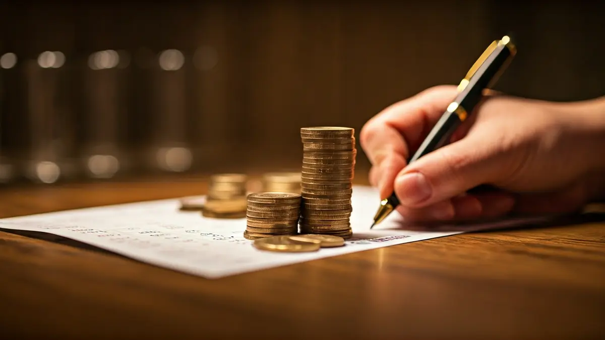 Imagen genérica de un boleto de lotería y monedas de euro.