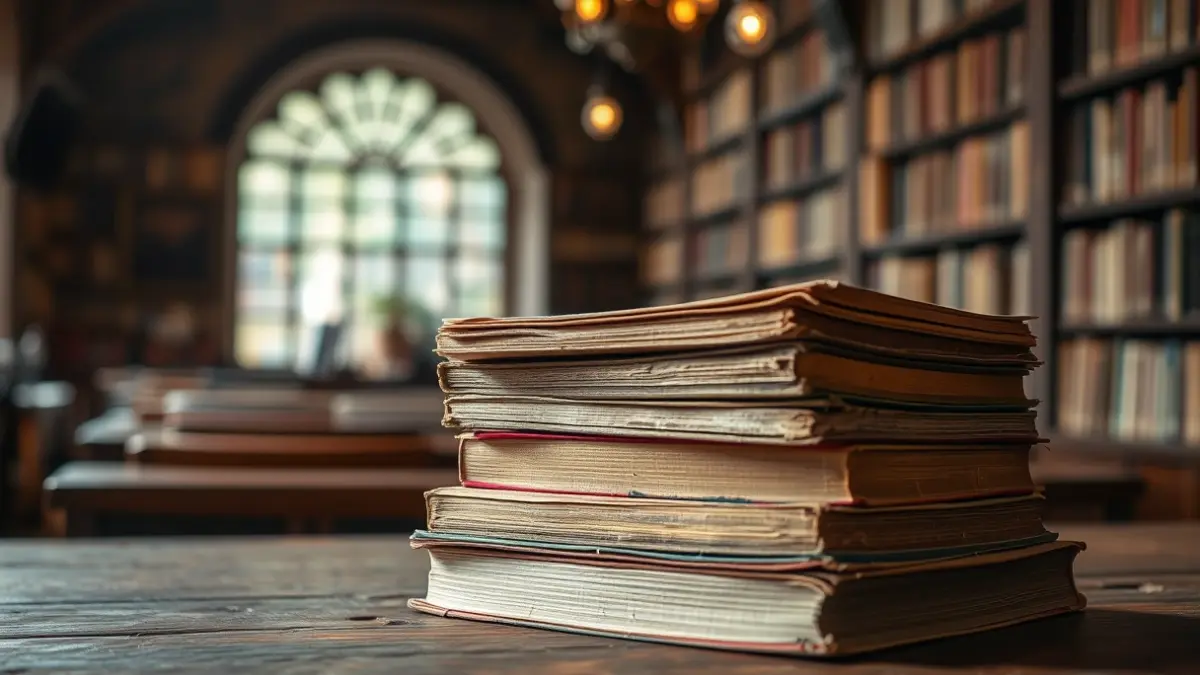Imagen genérica de libros antiguos en una biblioteca, simbolizando el lenguaje y la cultura.