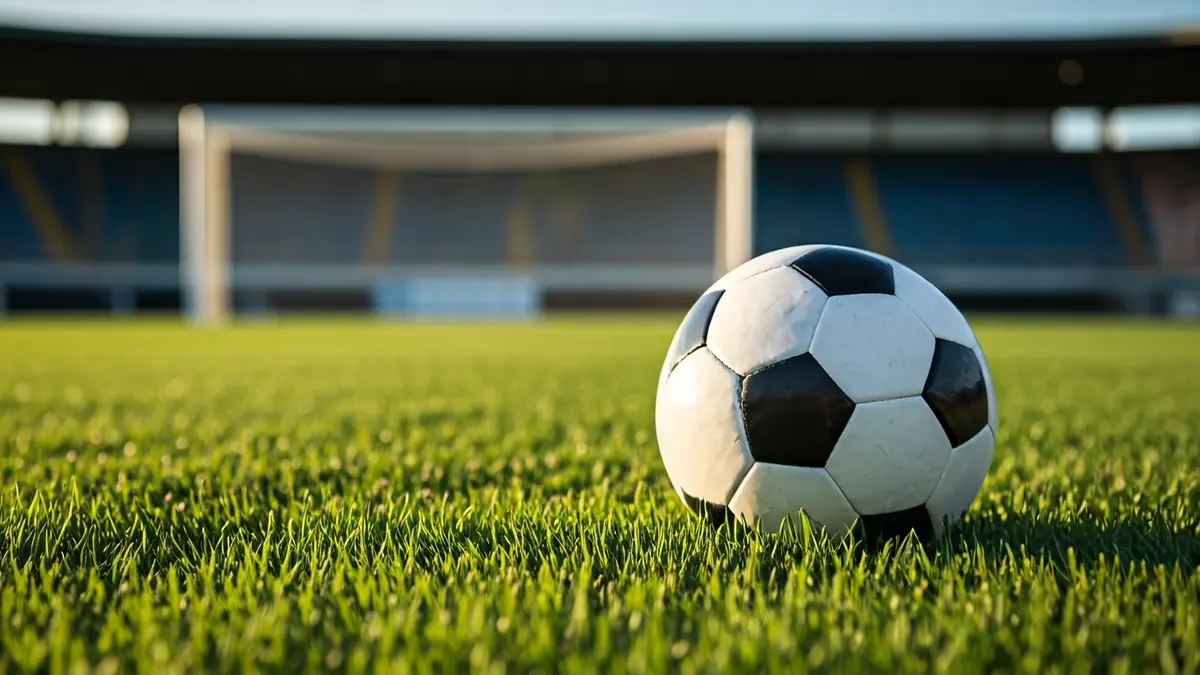 Imagen genérica de un balón de fútbol en el césped de un estadio.