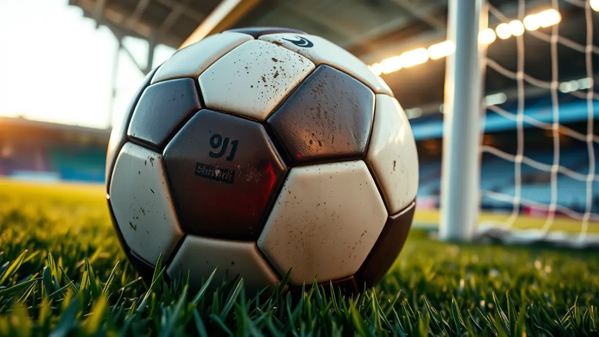 Generic image of a soccer ball on a playing field.