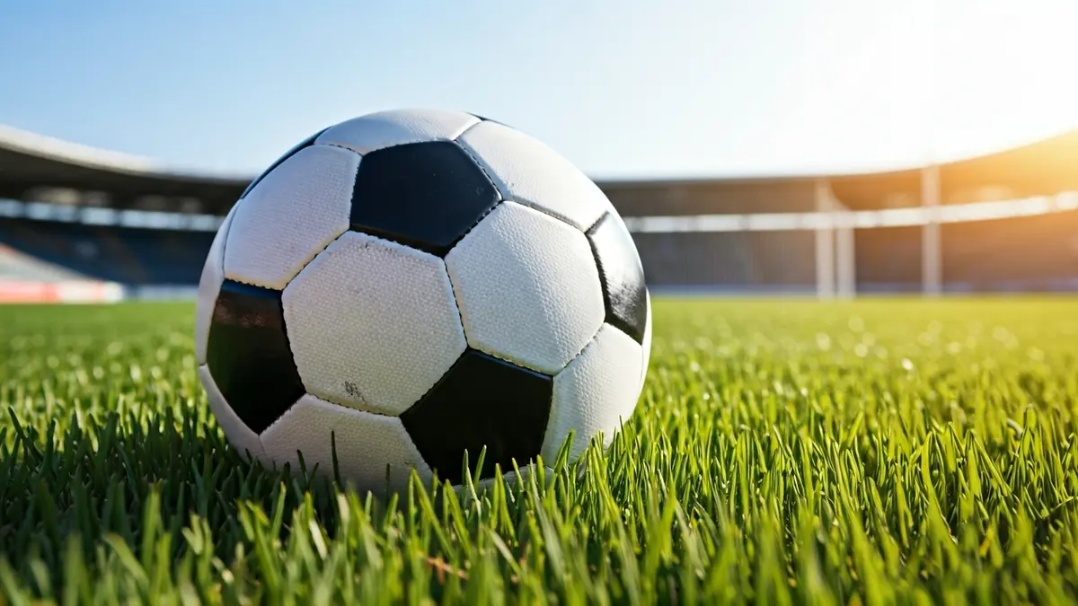 Generic image of a soccer ball on a stadium pitch.